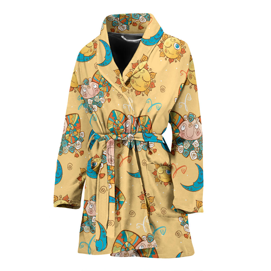 Aries Zodiac Pattern Print Design 03 Women Bathrobe