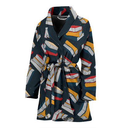 Book Pattern Print Design 07 Women Bathrobe