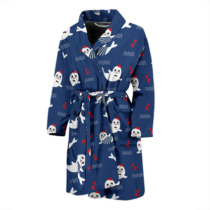 Sea Lion Print Design LKS403 Men Bathrobe