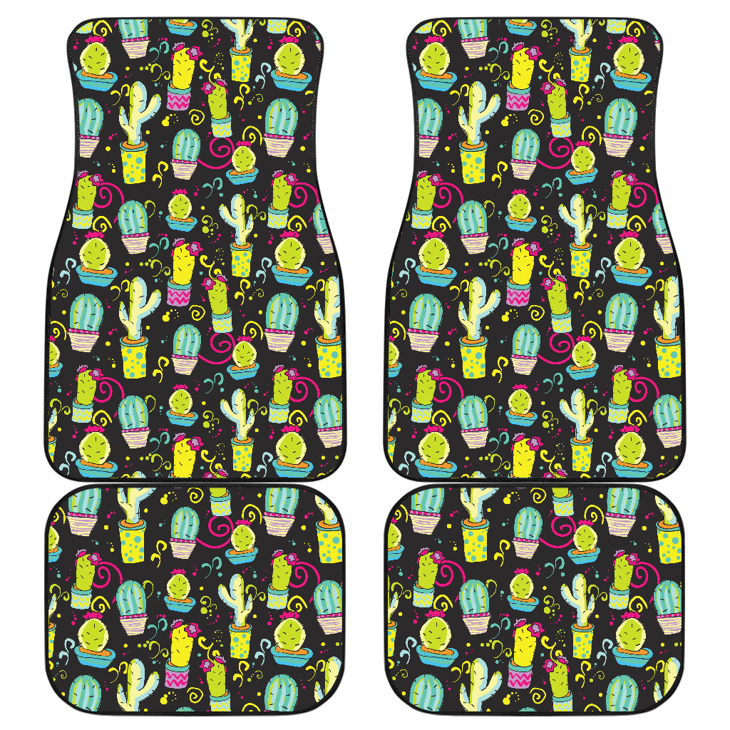 Cactus Neon Style Print Pattern Car Floor Mats Front Back