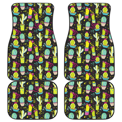 Cactus Neon Style Print Pattern Car Floor Mats Front Back