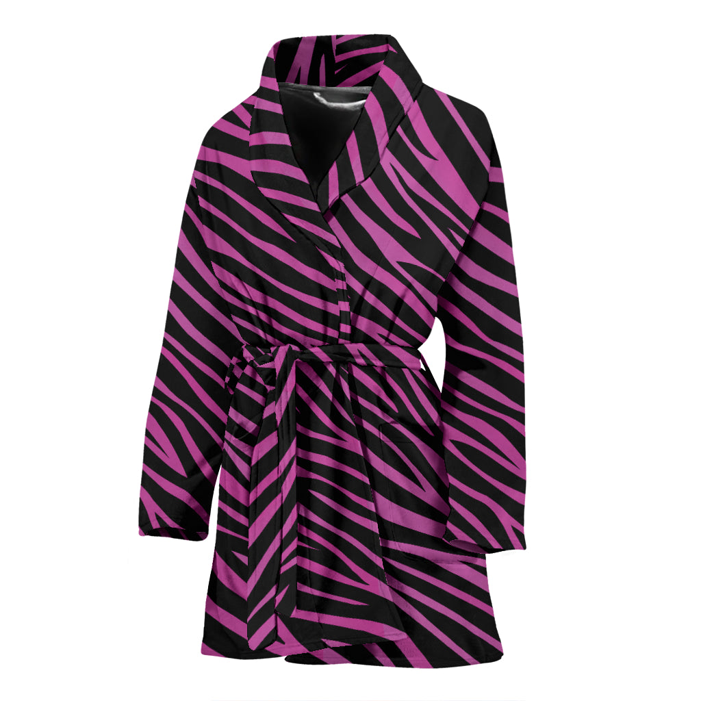 Zebra Pink Print Design LKS304 Women Bathrobe