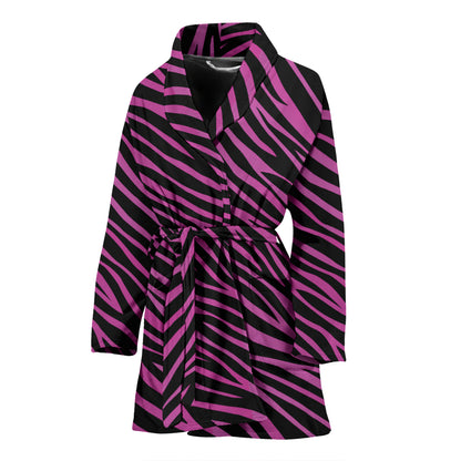 Zebra Pink Print Design LKS304 Women Bathrobe