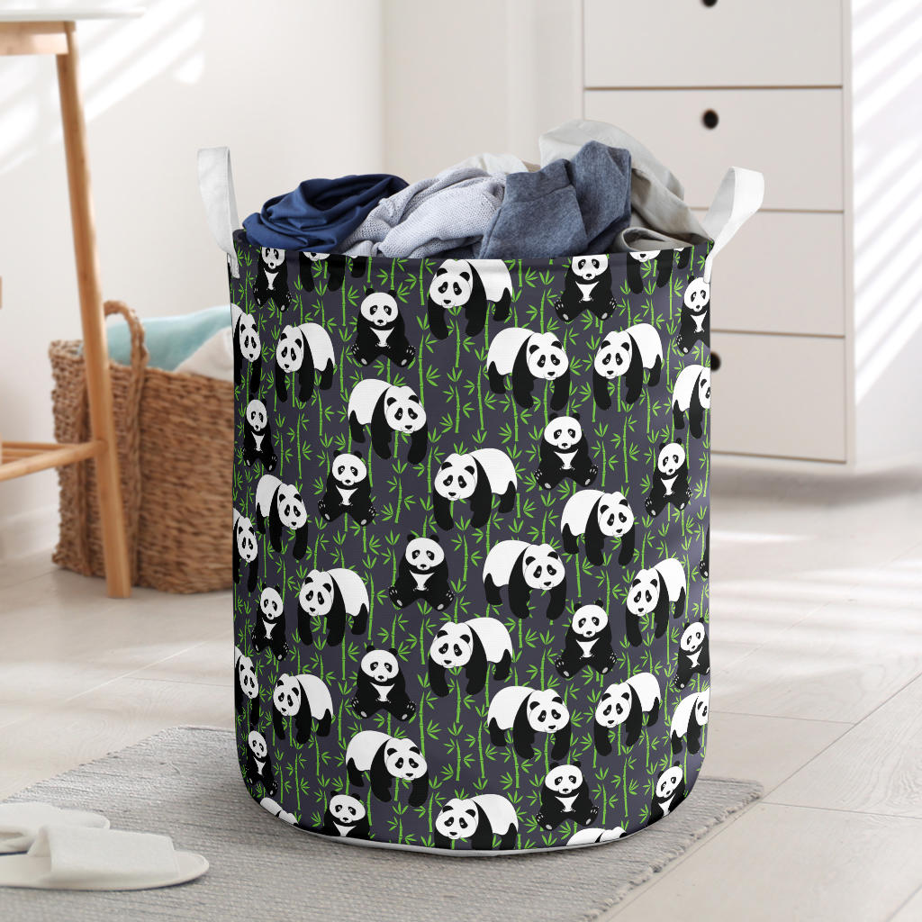 Panda Bear Bamboo Themed Print Laundry Basket