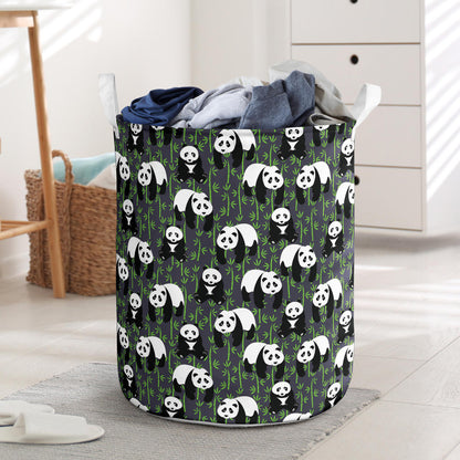 Panda Bear Bamboo Themed Print Laundry Basket