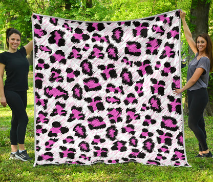 Leopard Pink Skin Print Quilt Bedspread