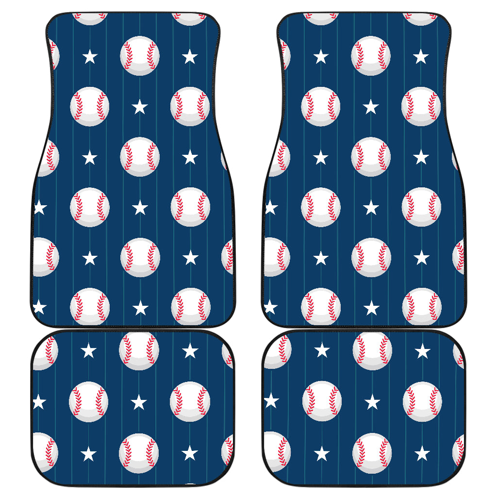 Baseball Star Print Pattern Car Floor Mats Front Back