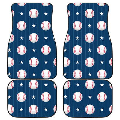 Baseball Star Print Pattern Car Floor Mats Front Back