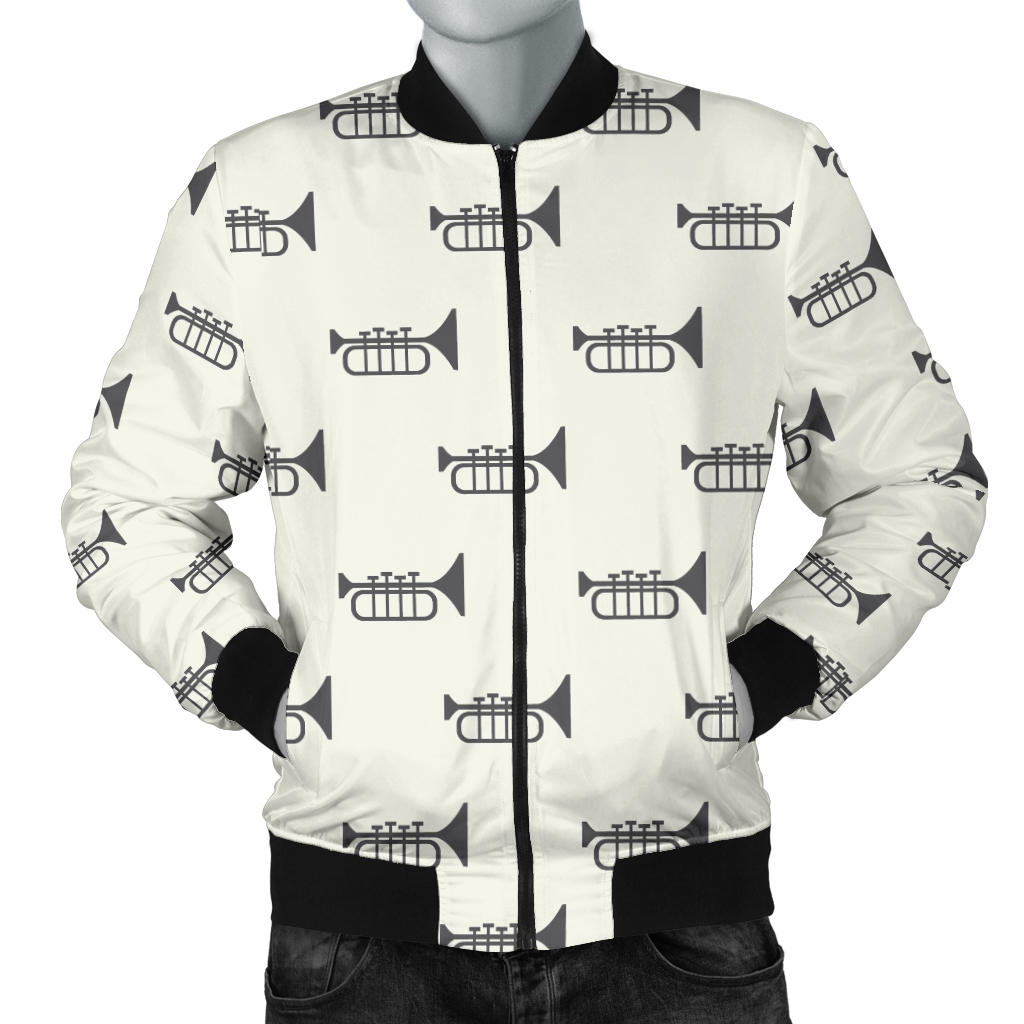 Trumpet Pattern Themed Print Men Bomber Jacket