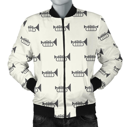 Trumpet Pattern Themed Print Men Bomber Jacket