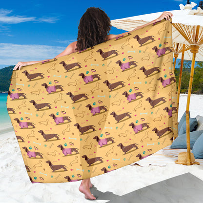 Dachshund Pattern Print Design 07 Sarong Pareo Wrap