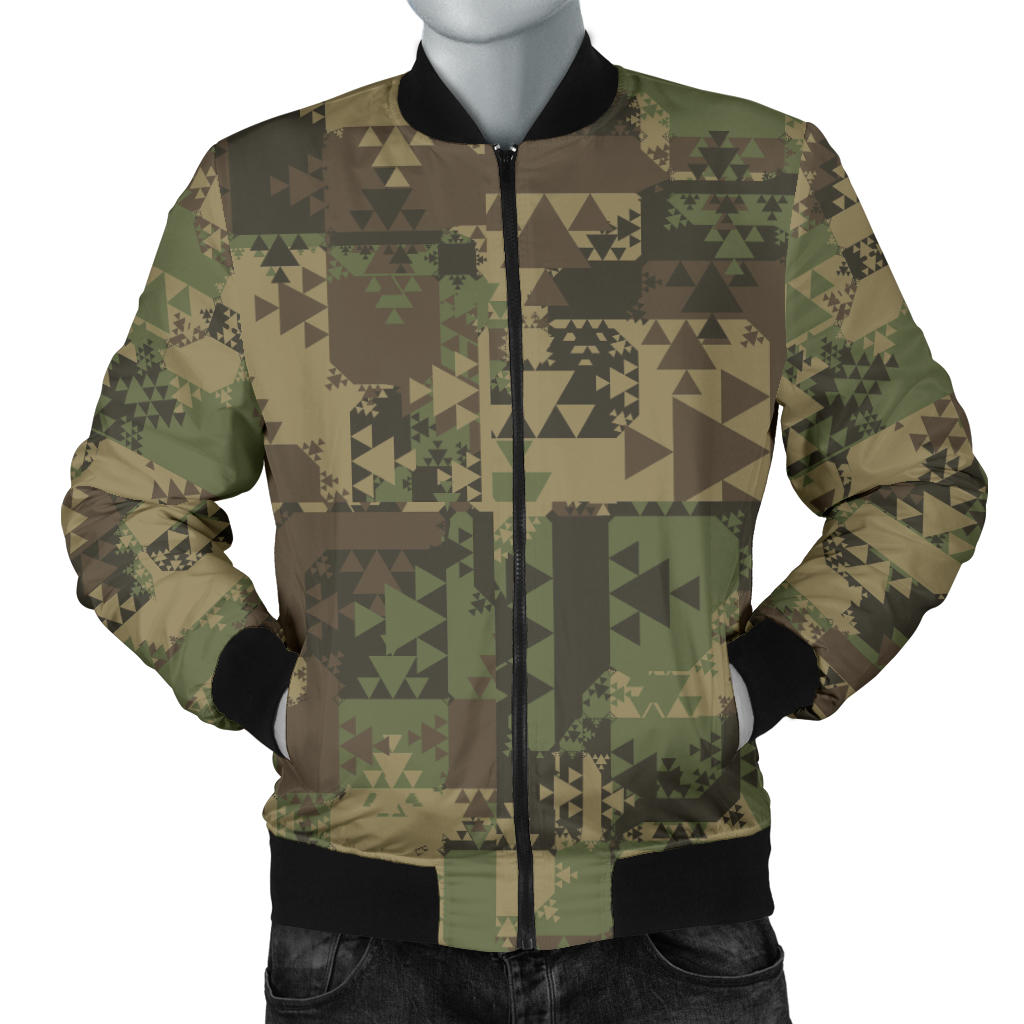 Camouflage Aztec Green Army Print Men Bomber Jacket