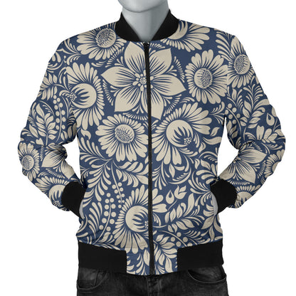 Elegant Floral Print Pattern Men Bomber Jacket