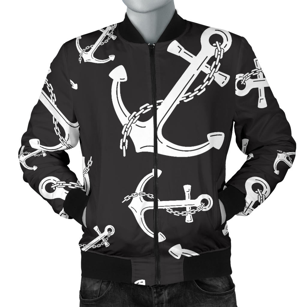 Anchor Black White Men Bomber Jacket