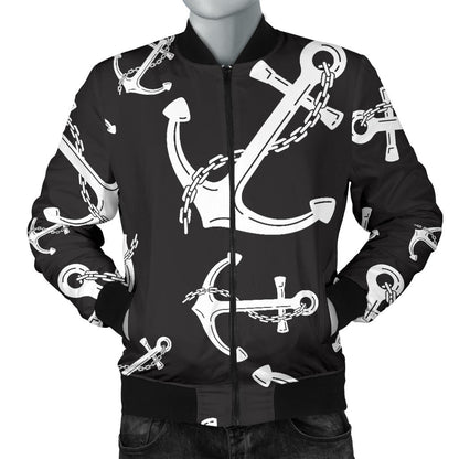Anchor Black White Men Bomber Jacket