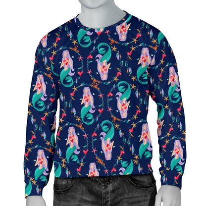 Mermaid Girl Cute Design Print Men Long Sleeve Sweatshirt