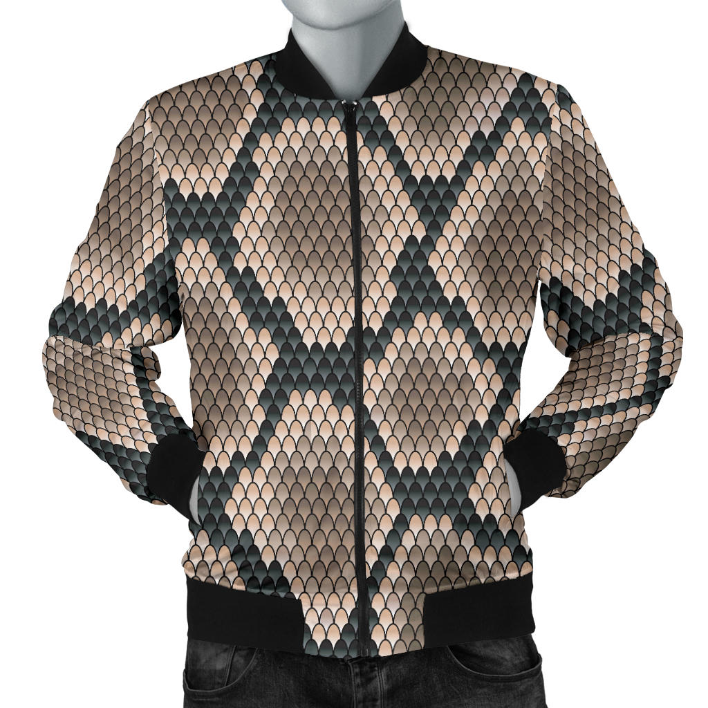 Snake Skin Design Print Men Bomber Jacket