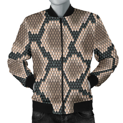 Snake Skin Design Print Men Bomber Jacket