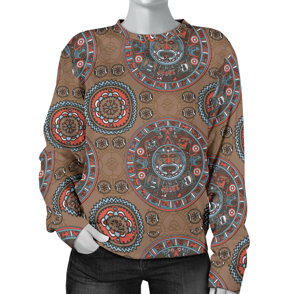 Calendar Aztec Design Print Pattern Women Long Sleeve Sweatshirt