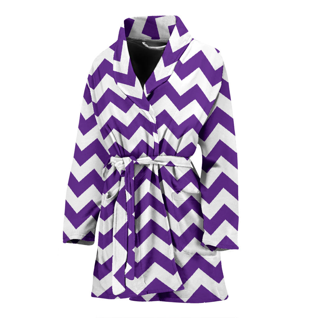 Chevron Purple Pattern Print Design 03 Women Bathrobe