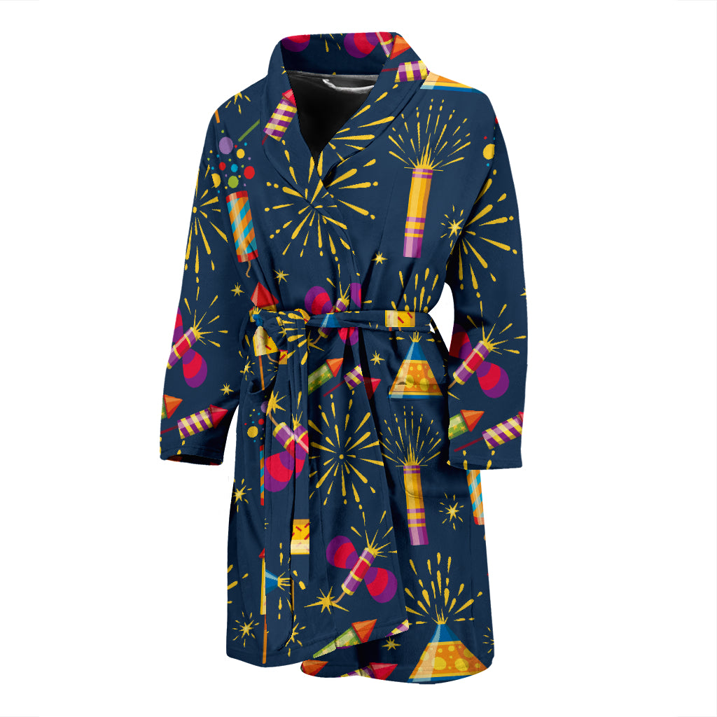 Firework Sparkling Rockets Print Design LKS306 Men Bathrobe