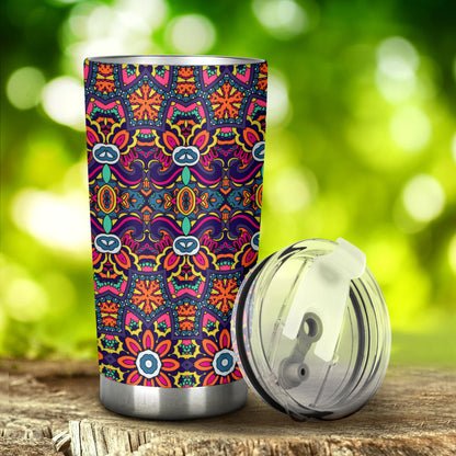 Ethnic Flower Style Print Pattern Tumbler