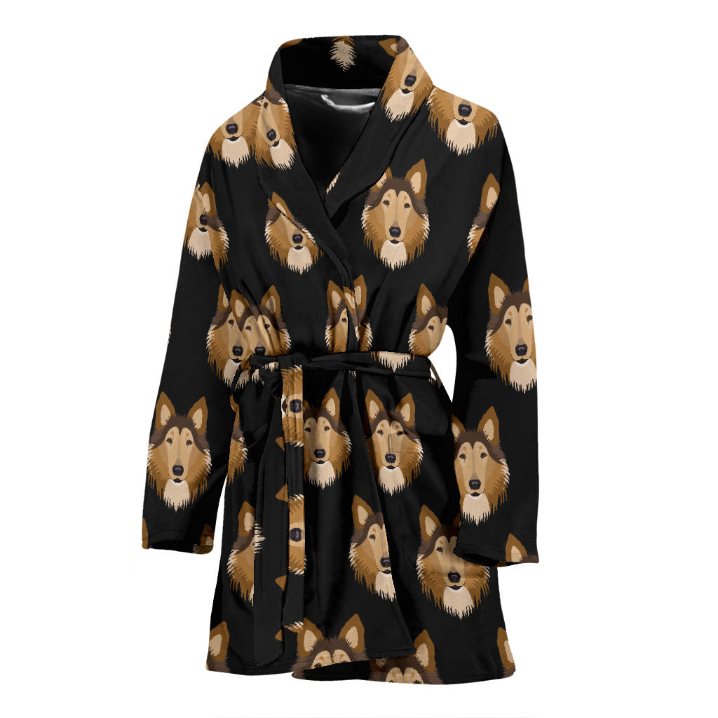 Collies Pattern Print Design 01 Women Bathrobe