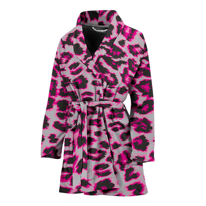 Leopard Pattern Print Design 02 Women Bathrobe