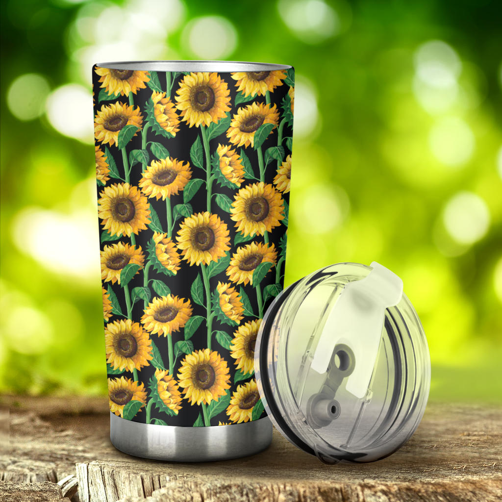 Sunflower Realistic Print Pattern Tumbler