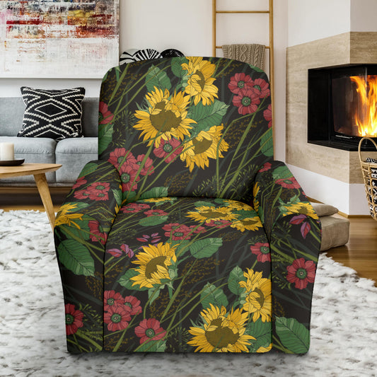 Sunflower Print Design LKS303 Recliner Slipcover with Pocket