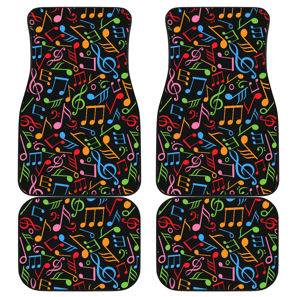 Music Note Colorful Themed Print Car Floor Mats Front Back