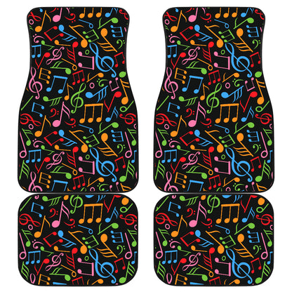 Music Note Colorful Themed Print Car Floor Mats Front Back