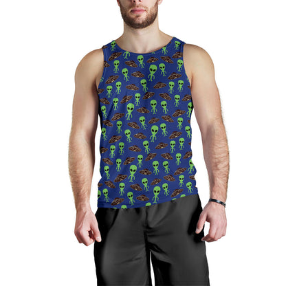 Alien Green UFO Pattern Men Tank Top