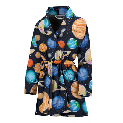Planet Colorful Print Design LKS301 Women Bathrobe