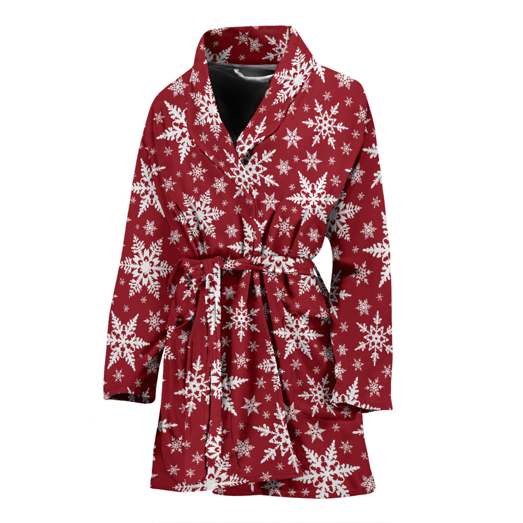 Snowflake Red Print Design LKS302 Women Bathrobe