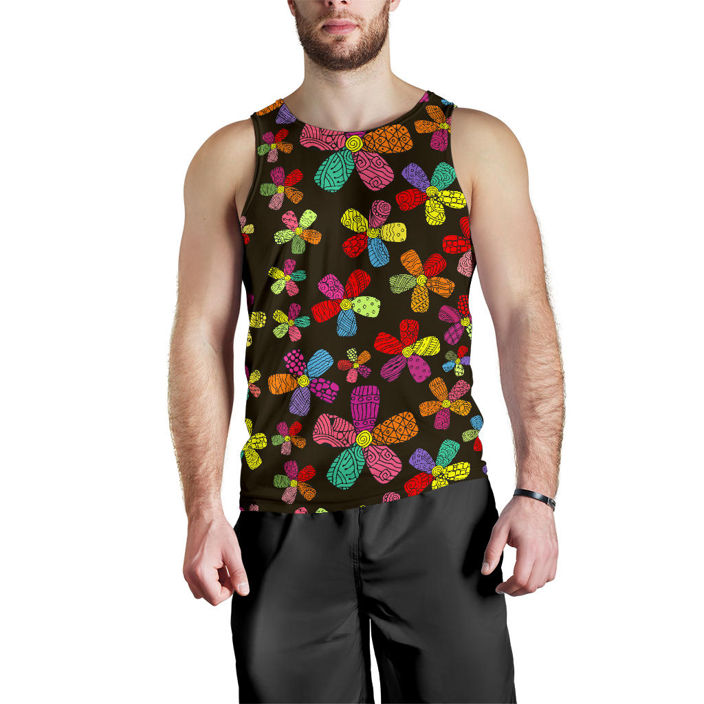 Flower Power Colorful Print Pattern Men Tank Top