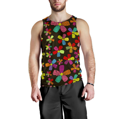 Flower Power Colorful Print Pattern Men Tank Top