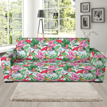 Tropical Flower Print Design LKS304 Sofa Slipcover