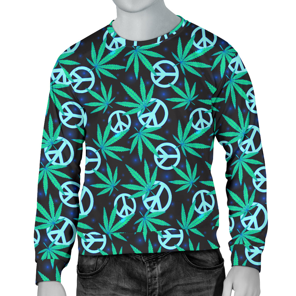 Peace Sign Themed Design Print Men Long Sleeve Sweatshirt