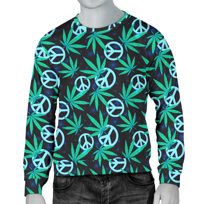 Peace Sign Themed Design Print Men Long Sleeve Sweatshirt