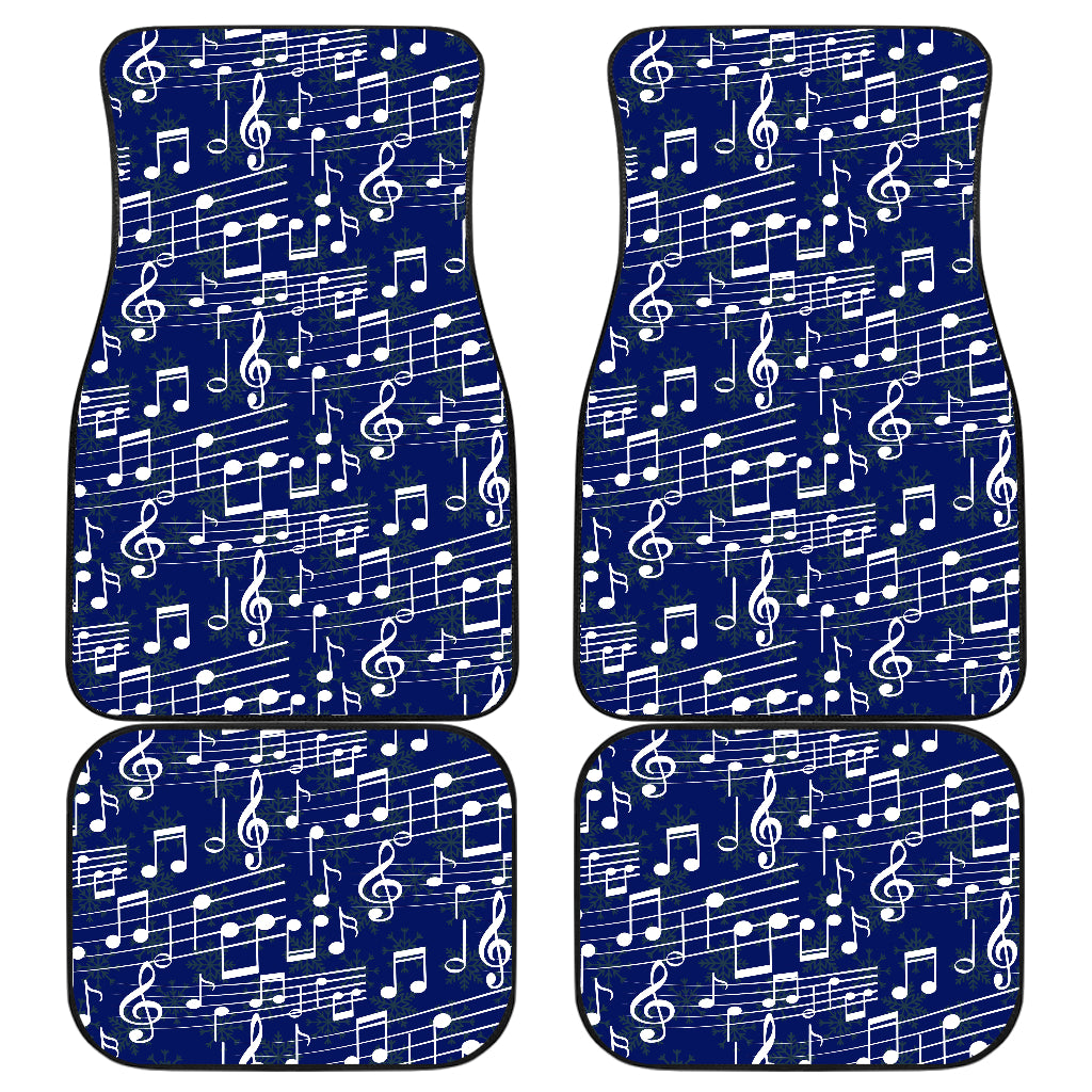 Music Note Blue Themed Print Car Floor Mats Front Back