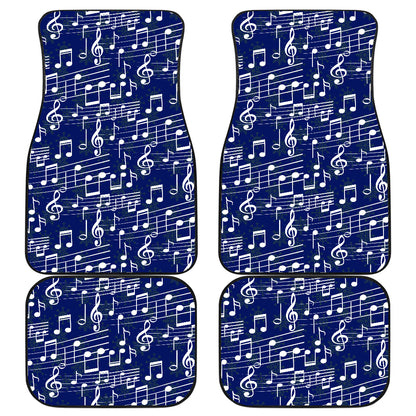 Music Note Blue Themed Print Car Floor Mats Front Back