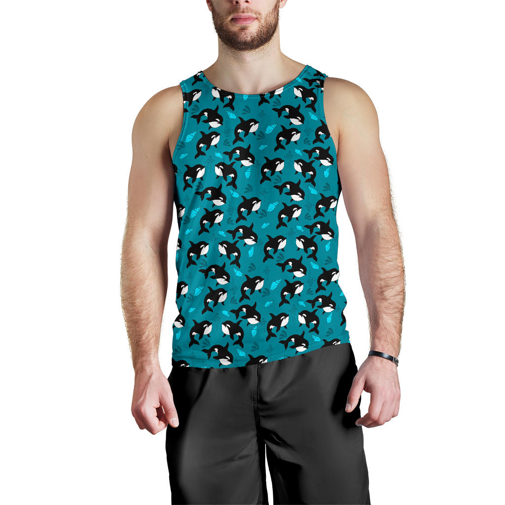 Whale Sea Design Themed Print Men Tank Top