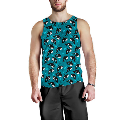 Whale Sea Design Themed Print Men Tank Top