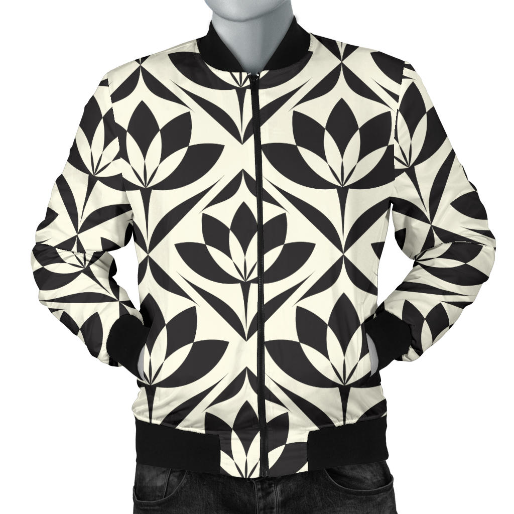 Lotus Pattern Print Men Bomber Jacket