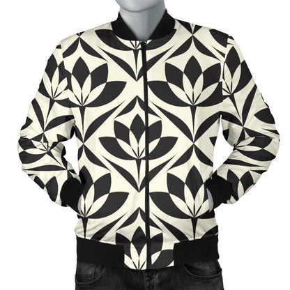 Lotus Pattern Print Men Bomber Jacket
