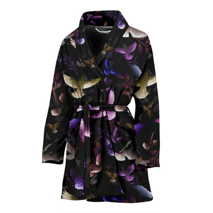 Pigeon Pattern Print Design 01 Women Bathrobe