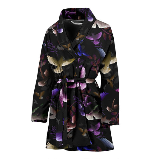 Pigeon Pattern Print Design 01 Women Bathrobe