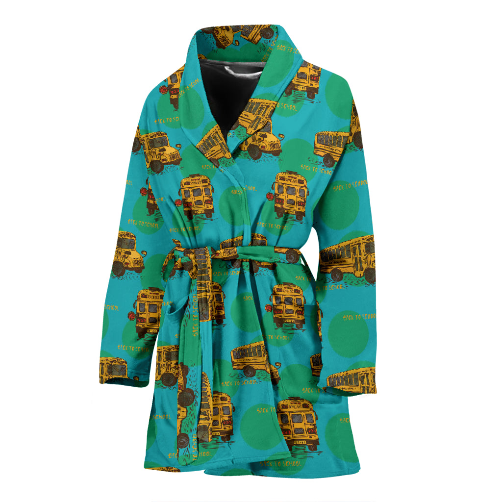 School Bus Print Design LKS308 Women Bathrobe