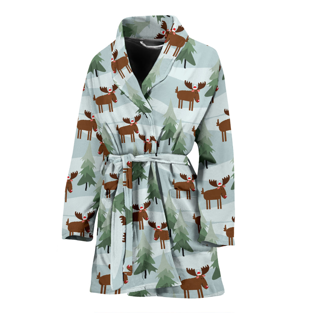 Moose Print Design LKS402 Women Bathrobe
